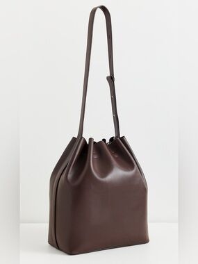 AESTHER EKME Marin Supply Maxi Brown Leather Calfskin Drawstring Bucket Bag